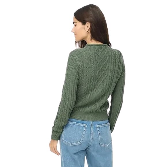 J.Crew Mockneck Cable-Knit Sweater Pale Spinach Green – Size M, EUC - Picture 7 of 16